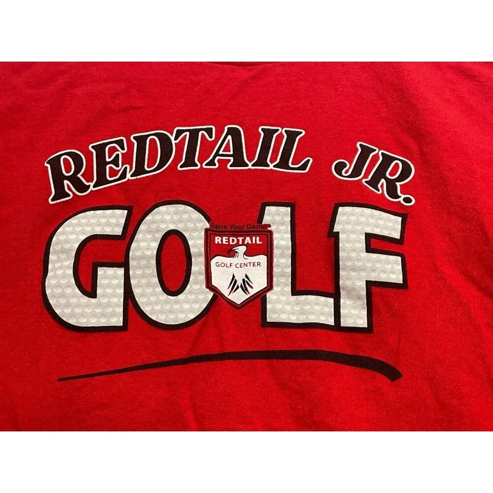 RedTail jr Golf Center shirt youth boys large short sleeve red